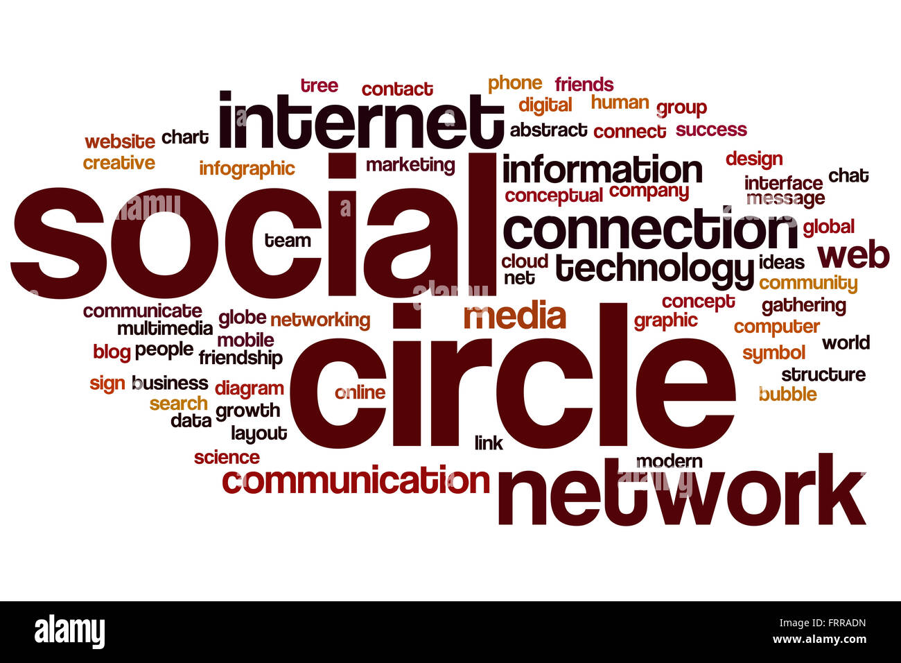 Soziales Umfeld Word Cloud-Konzept mit Netzwerkverbindung Verwandte tags Stockfoto