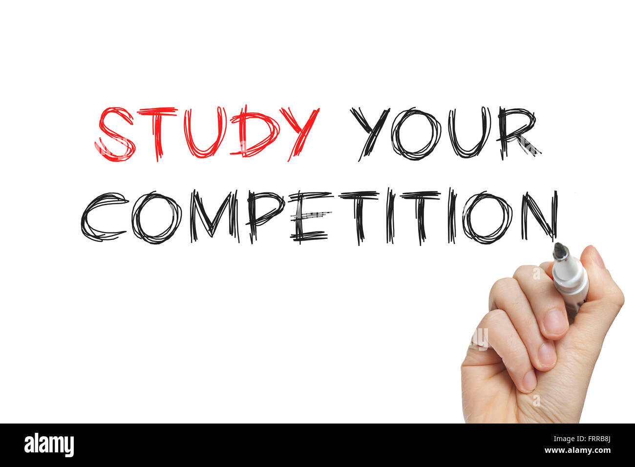 Handschrift zu studieren Ihre Konkurrenz auf einem Whiteboard Stockfoto