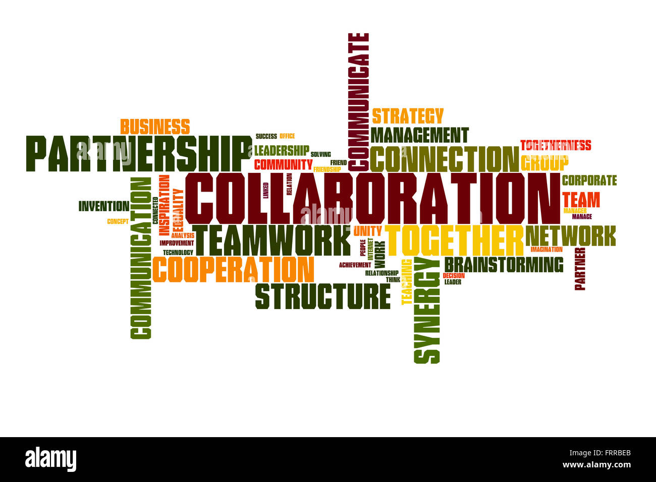 Zusammenarbeit Konzept Word Cloud-Hintergrund Stockfoto