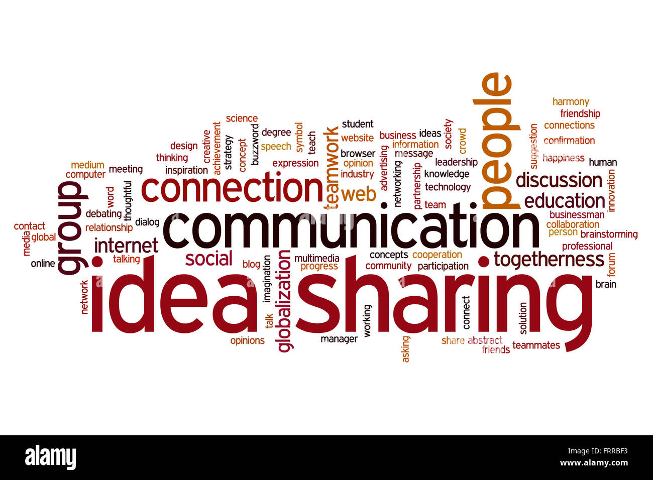 Idee, Konzept Word Cloud-Hintergrund teilen Stockfoto