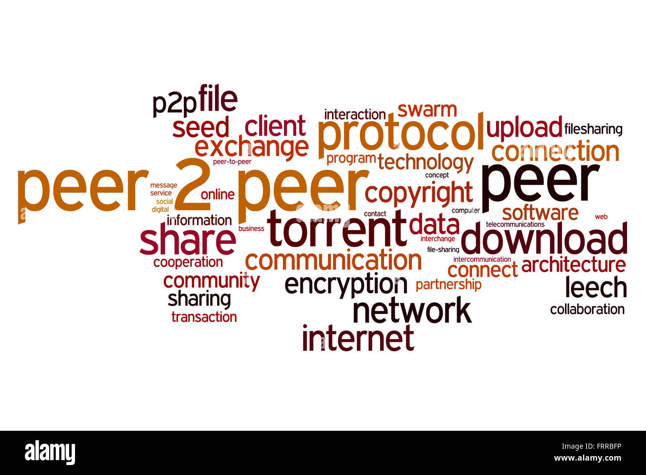 Peer 2 Peer-Konzept Word Cloud-Hintergrund Stockfoto