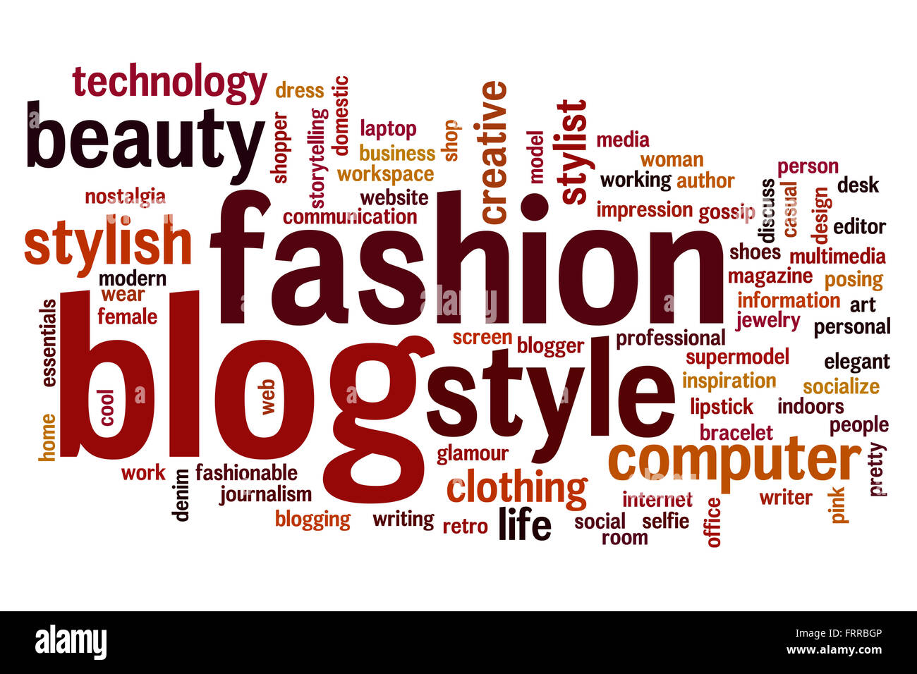 Mode-Blog-Konzept-Word-Wolke-Hintergrund Stockfoto