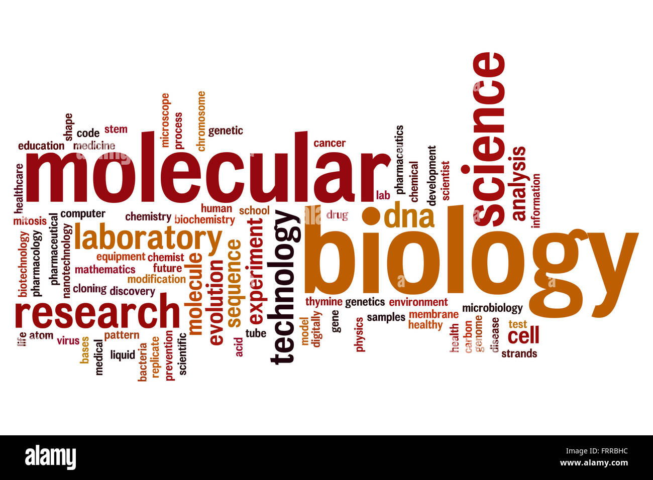 Molekularbiologie-Konzept Word Cloud-Hintergrund Stockfoto
