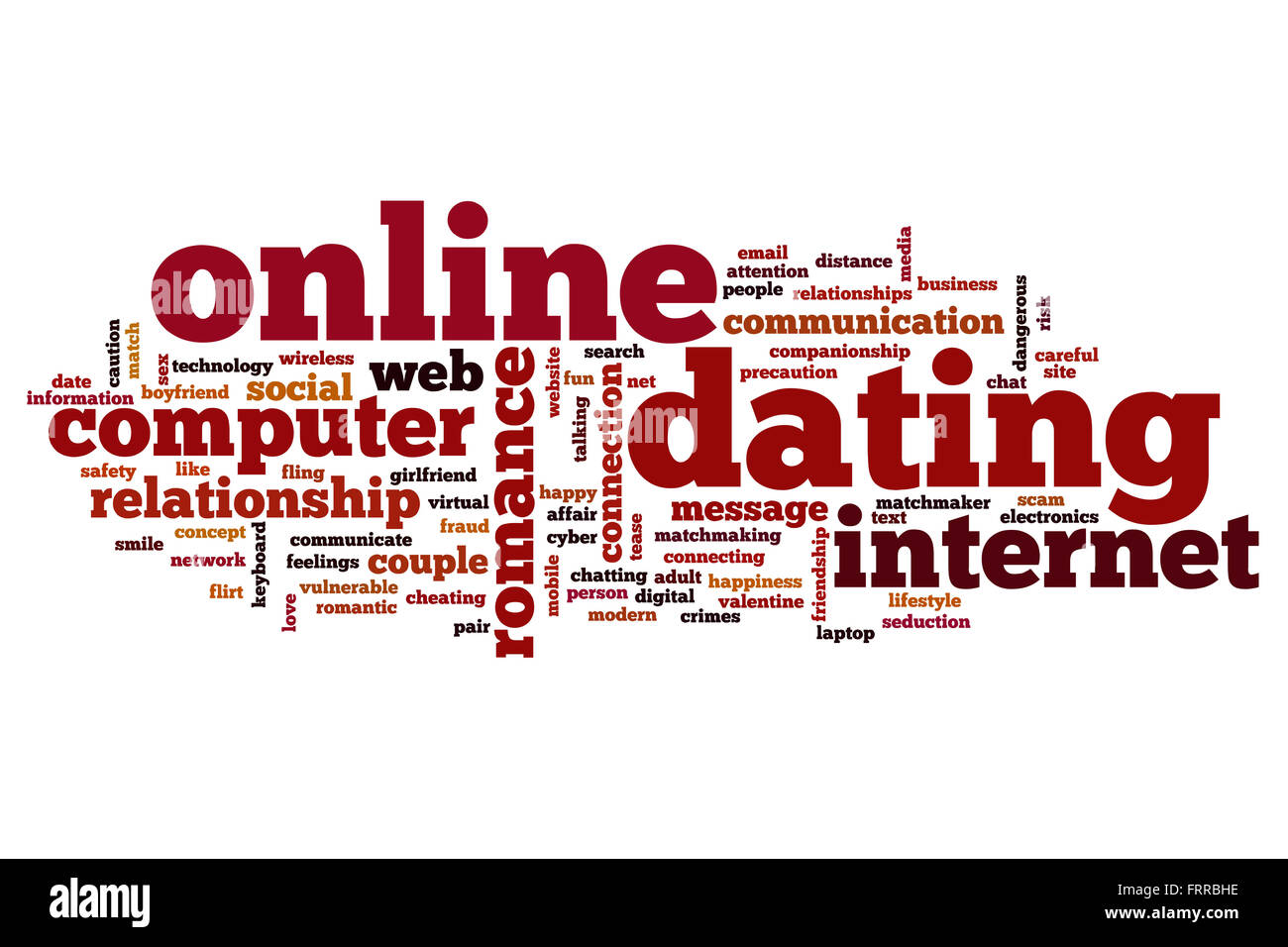 Online-dating Konzept Word Cloud-Hintergrund Stockfoto