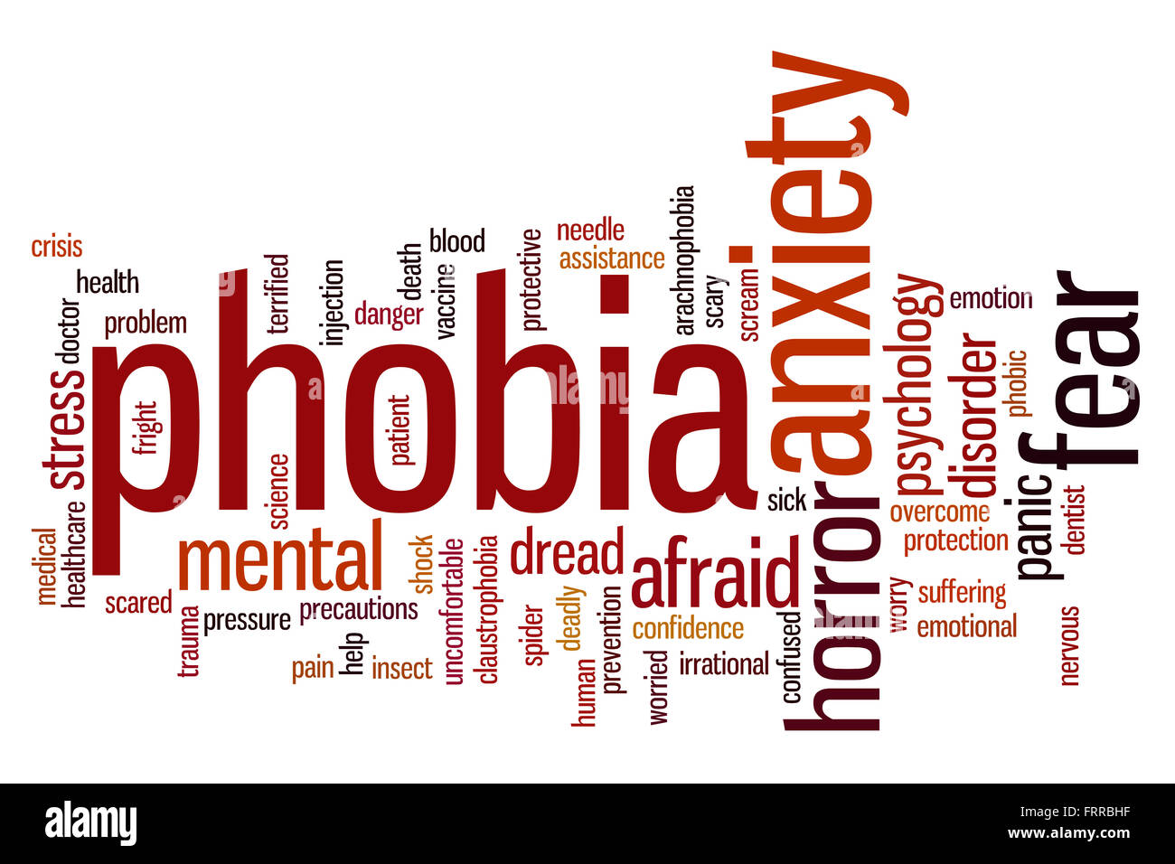 Phobie Konzept Word Cloud-Hintergrund Stockfoto
