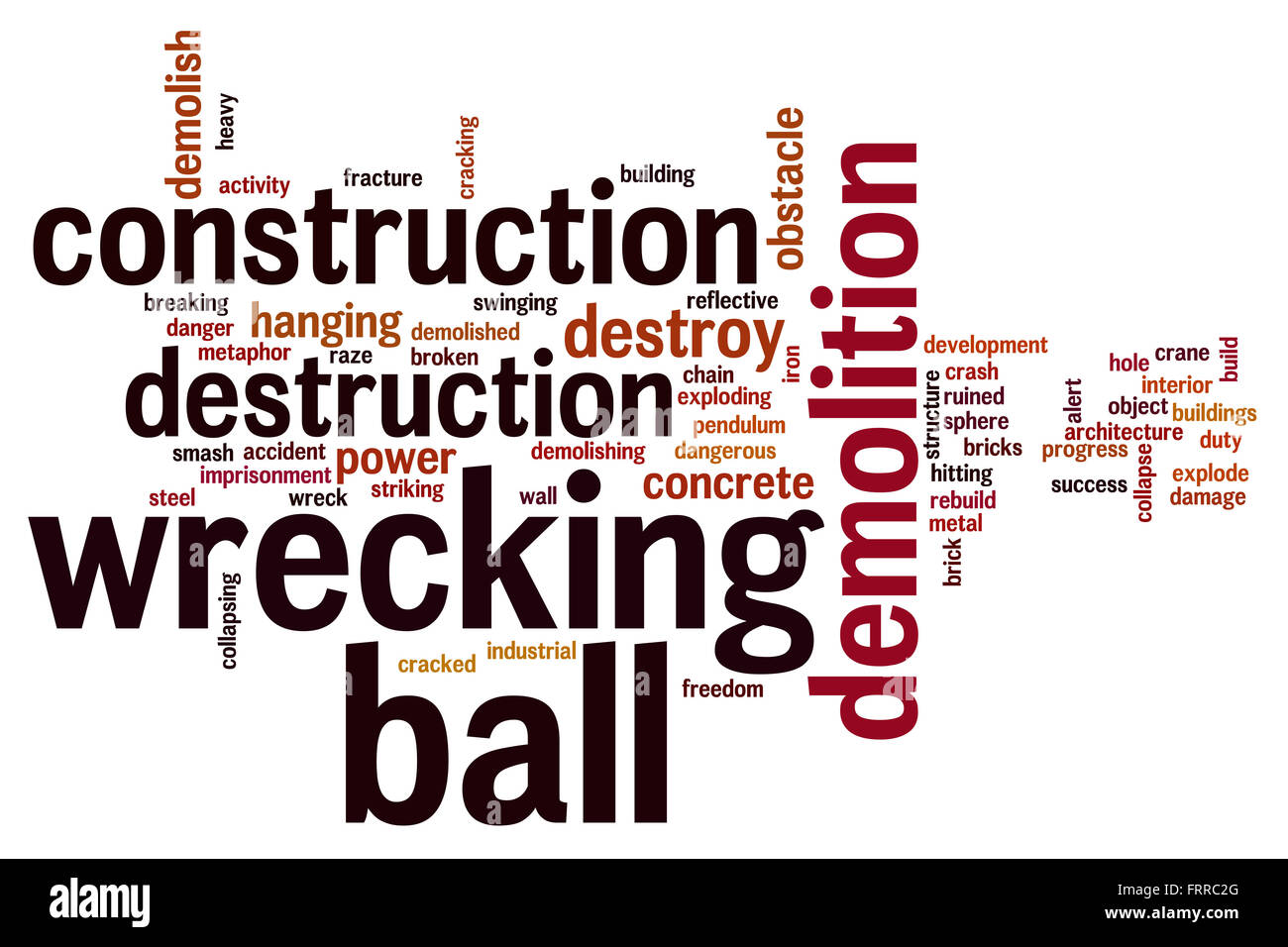 Wrecking Ball Konzept Word Cloud-Hintergrund Stockfoto