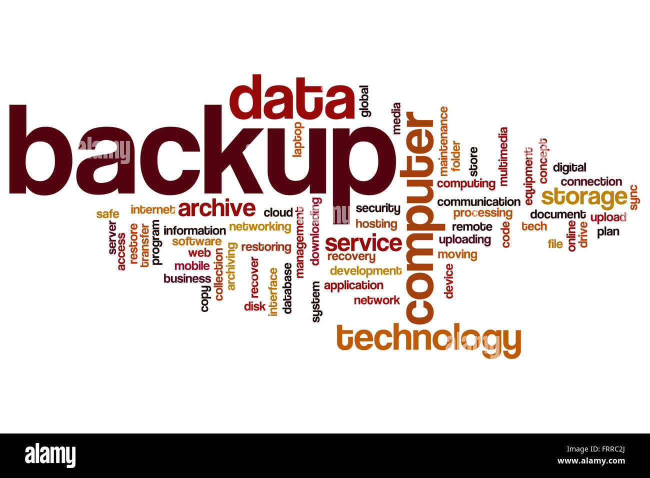 Backup-Konzept Word Cloud-Hintergrund Stockfoto