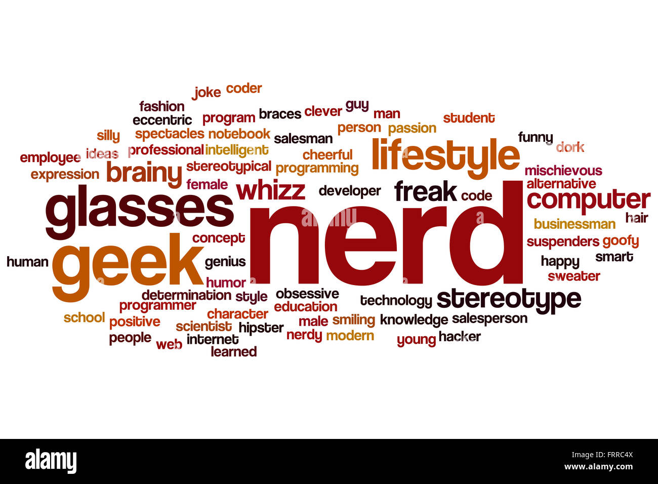 Nerd-Konzept Word Cloud-Hintergrund Stockfoto
