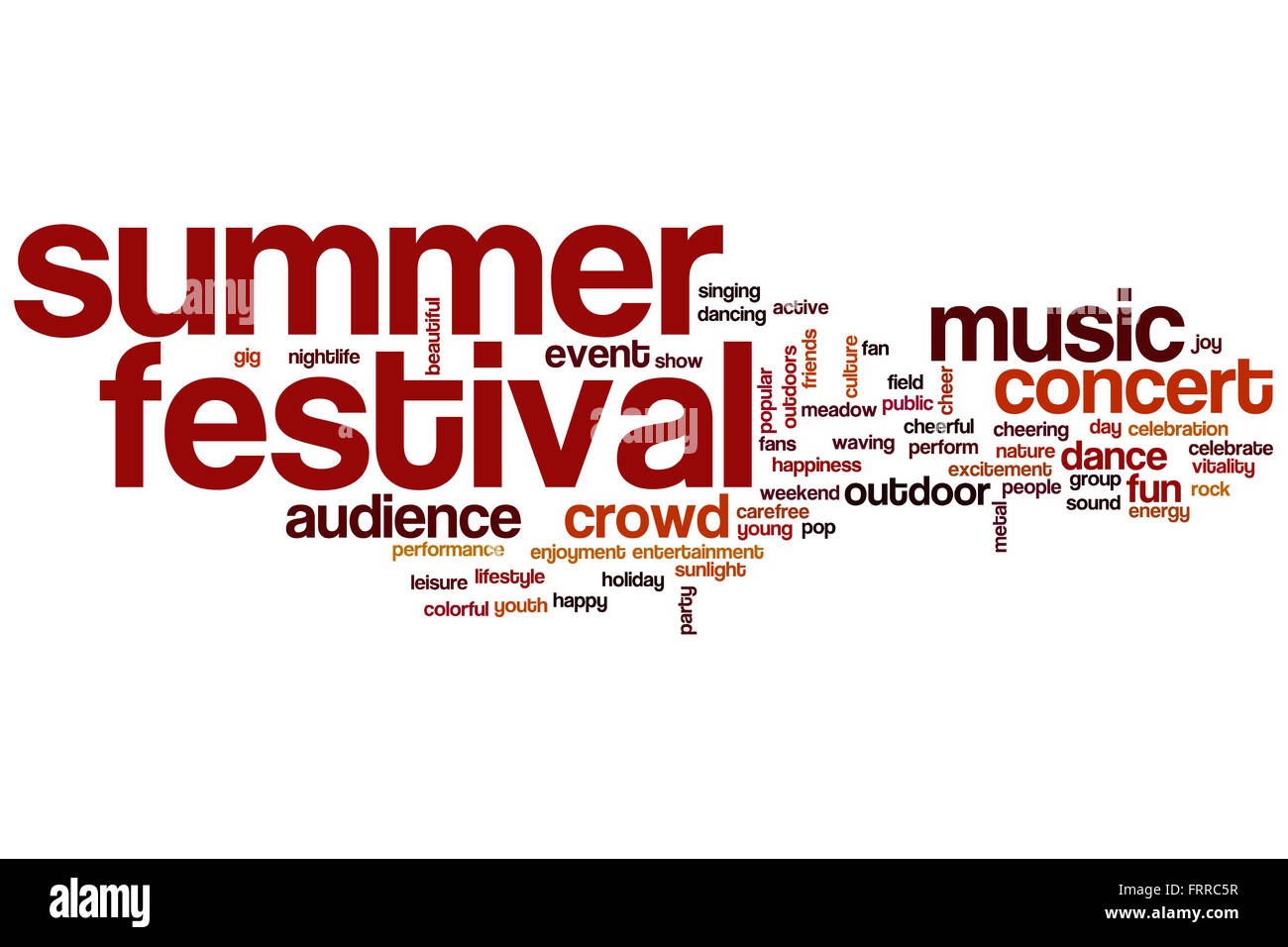 Sommer Festivalkonzept Word Cloud-Hintergrund Stockfoto