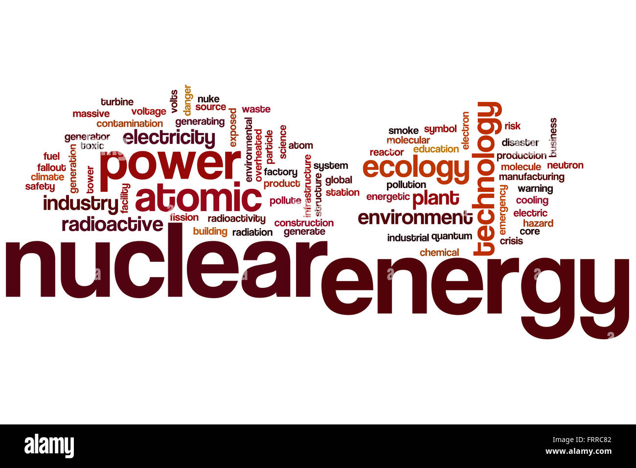 Kernenergie Konzept Word Cloud-Hintergrund Stockfoto