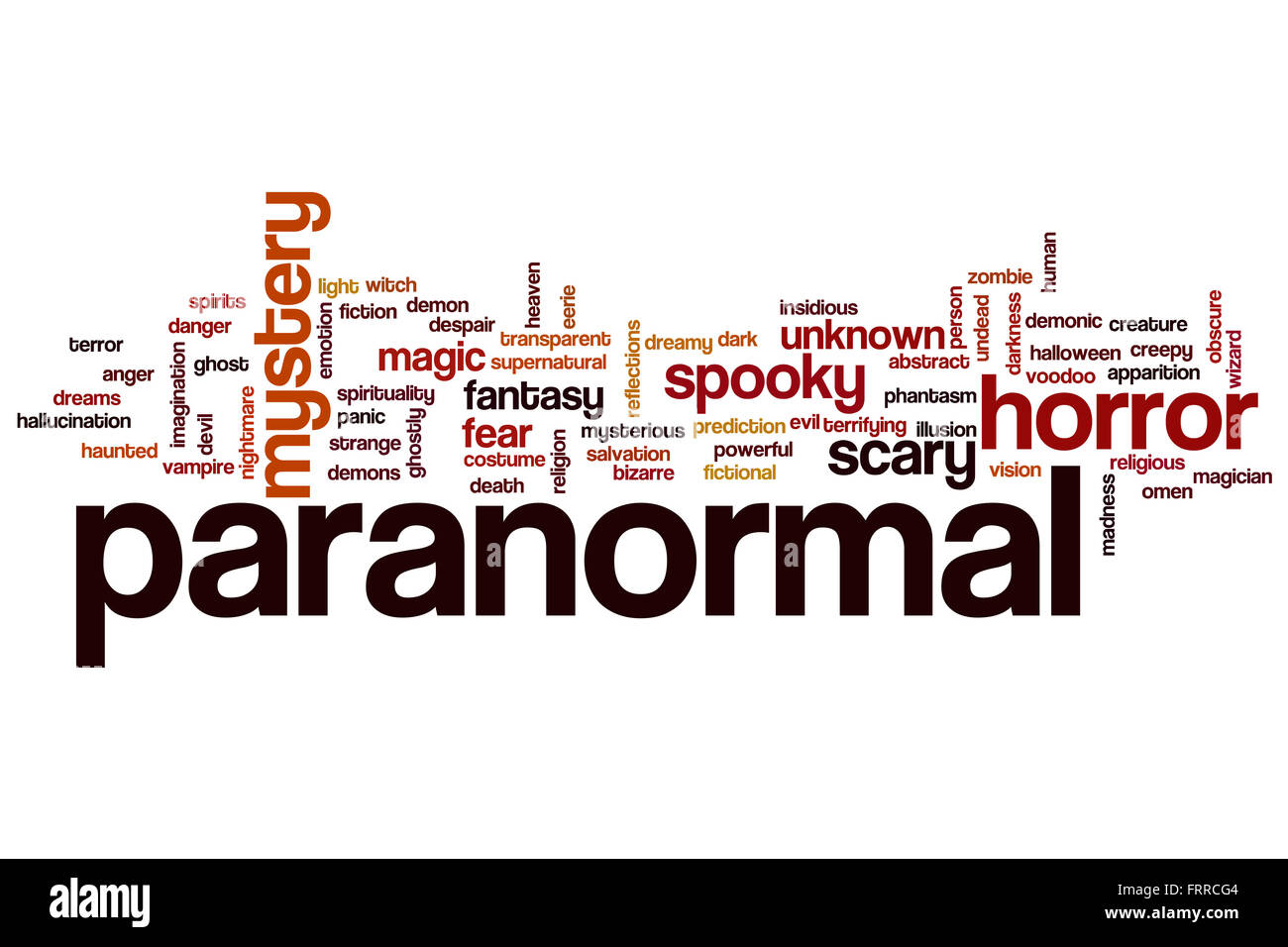 Paranormale Konzept Word Cloud-Hintergrund Stockfoto