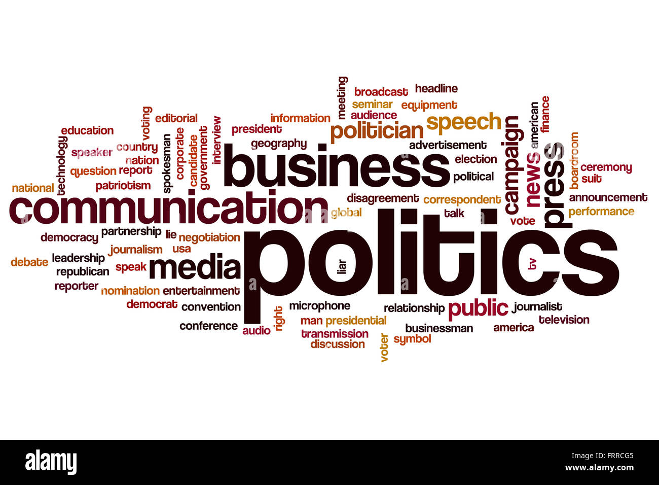 Politik-Konzept Word Cloud-Hintergrund Stockfoto