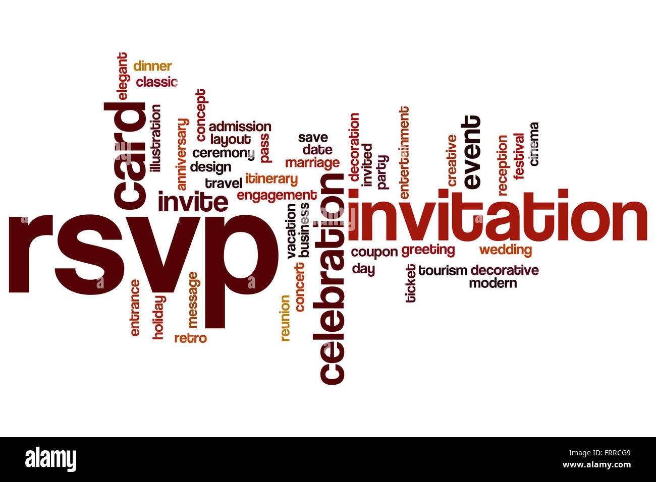RSVP Konzept Word Cloud-Hintergrund Stockfoto