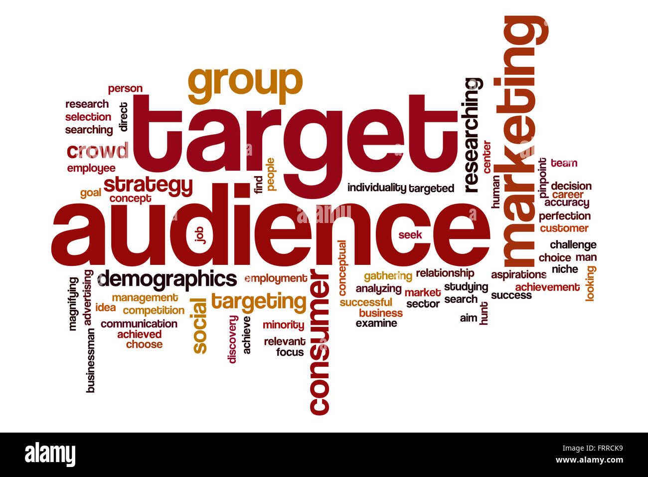 Publikum Wort Wolke Zielkonzeptes mit Business-marketing Verwandte tags Stockfoto