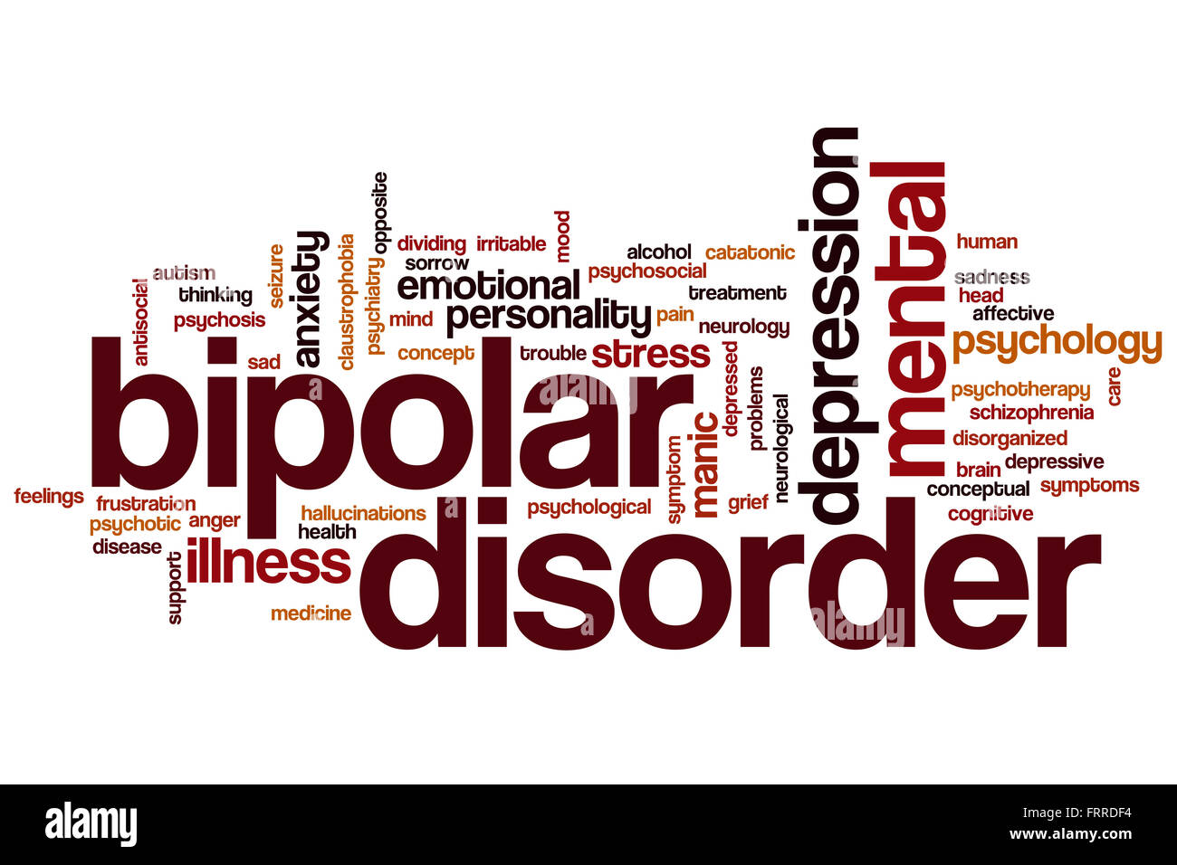 Bipolare Störung-Wort-Cloud-Konzept Stockfoto