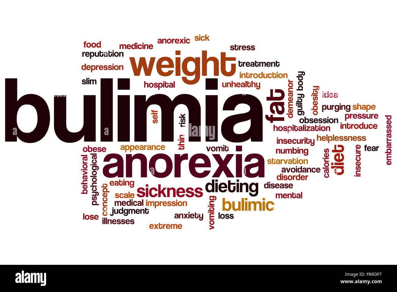 Bulimie-Wort-Cloud-Konzept Stockfoto