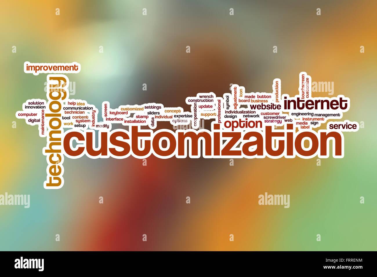 Customization-Wort-Wolke-Konzept mit abstrakten Hintergrund Stockfoto