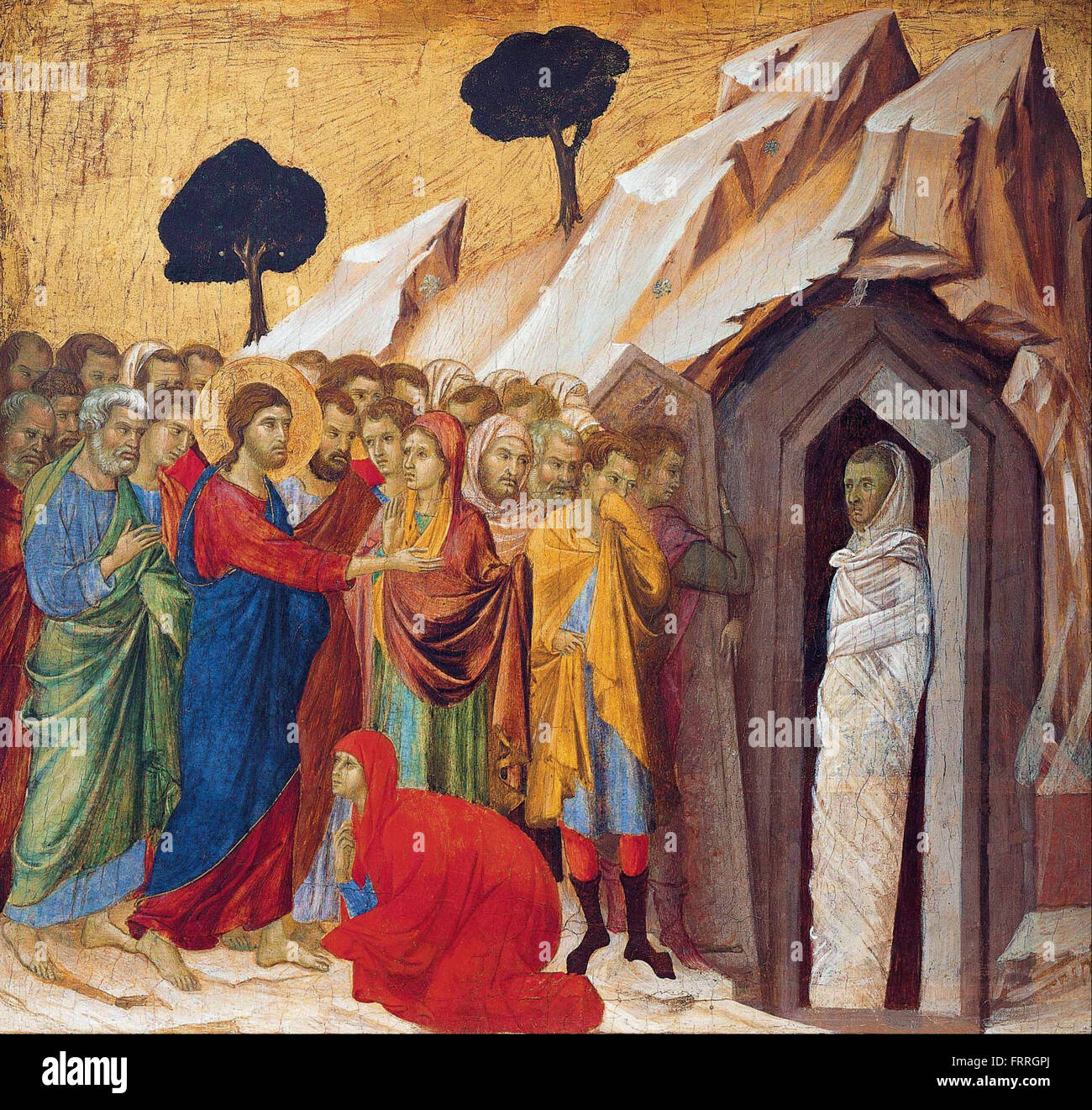 Duccio di Buoninsegna - Anhebung des Lazarus Stockfoto