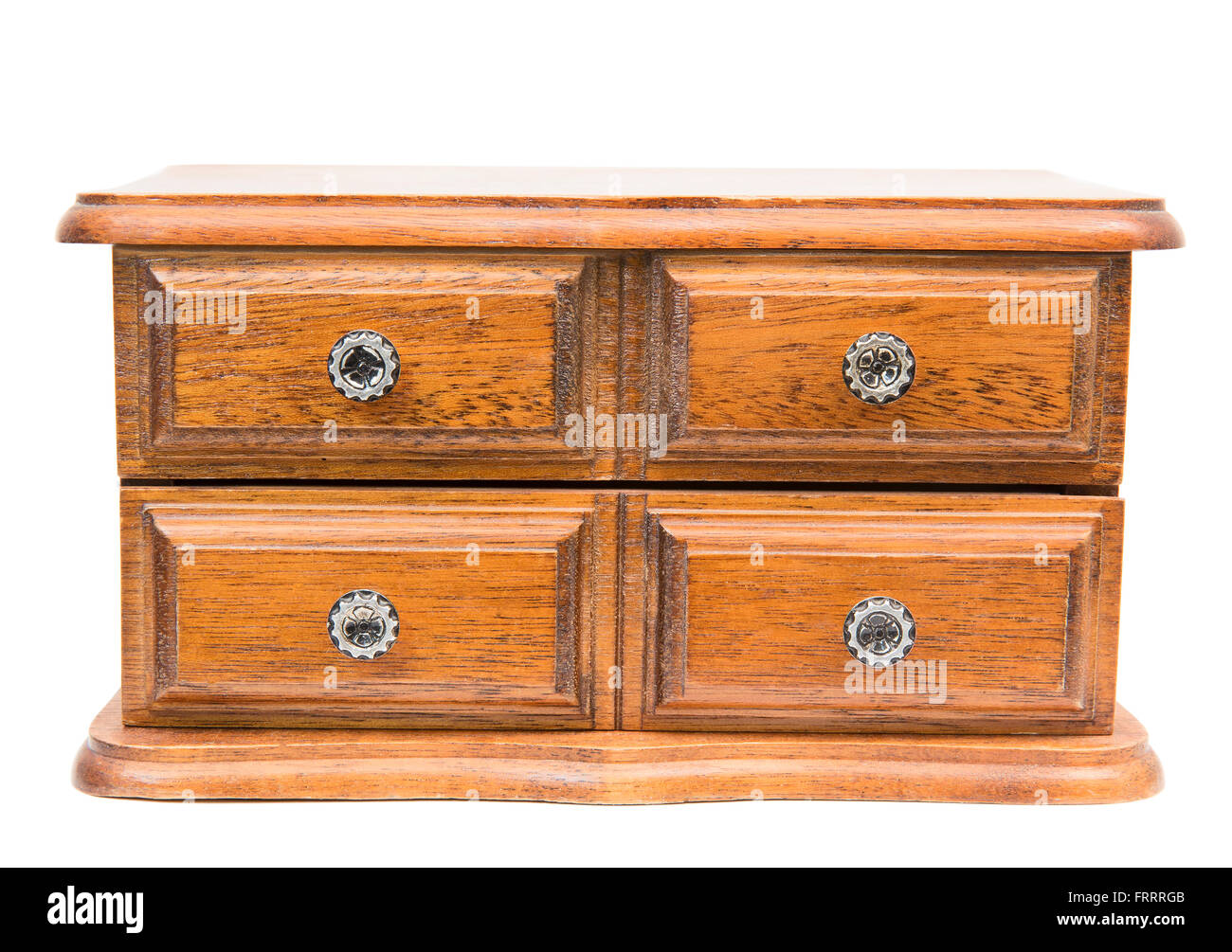 Antikes Holz Kommode isoliert auf weißem Hintergrund Stockfoto