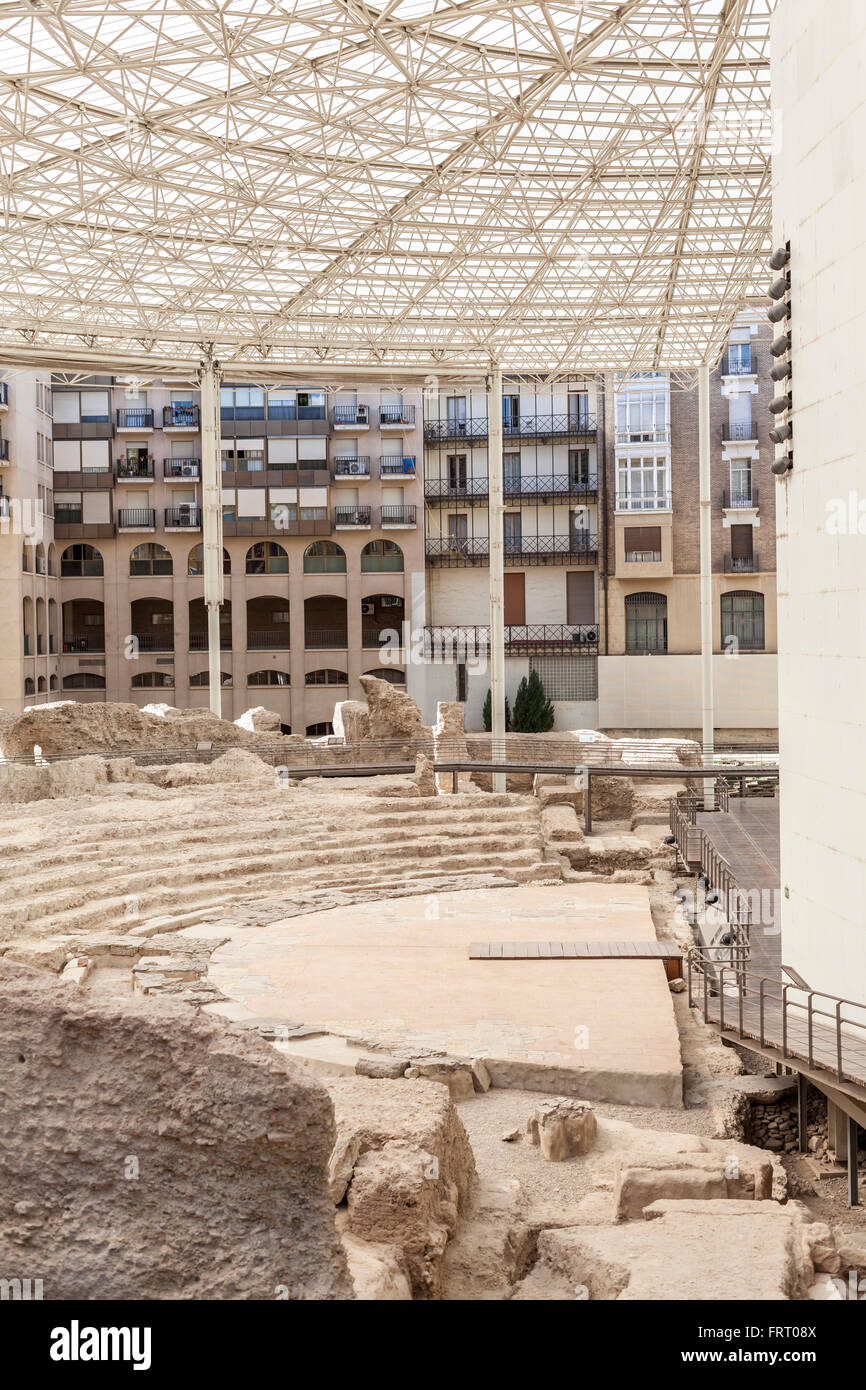 Museum Theater Caesaraugusta, römische Erbe, Zaragoza, Aragón, Spanien. Stockfoto