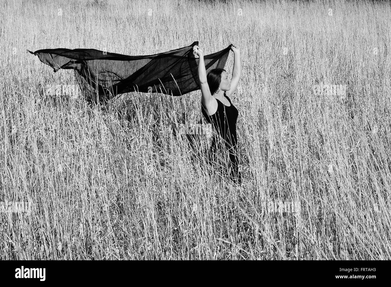 Die Frau in schwarz Stockfoto