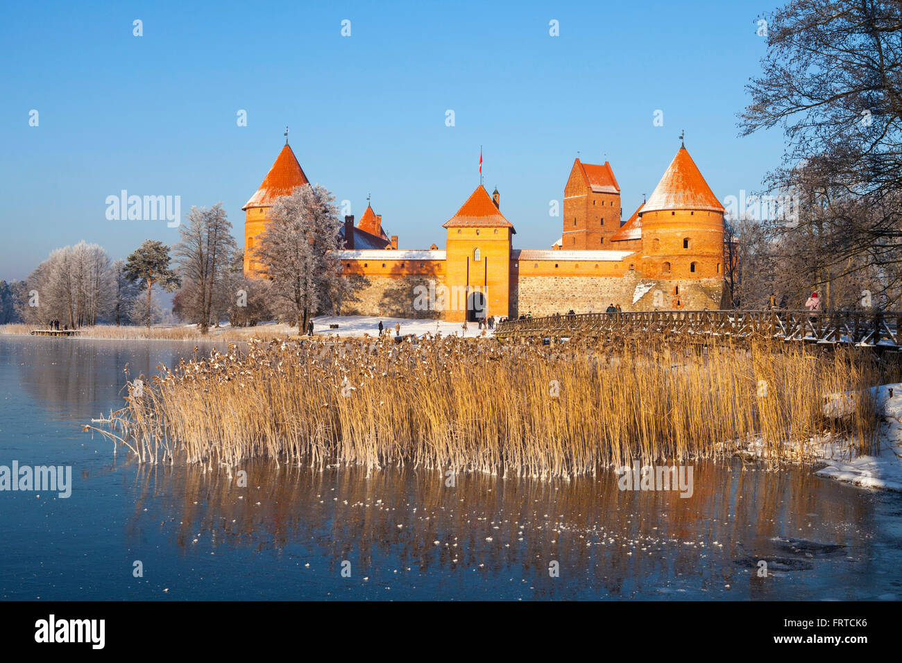 Trakai Insel Burg im Winter. Stockfoto