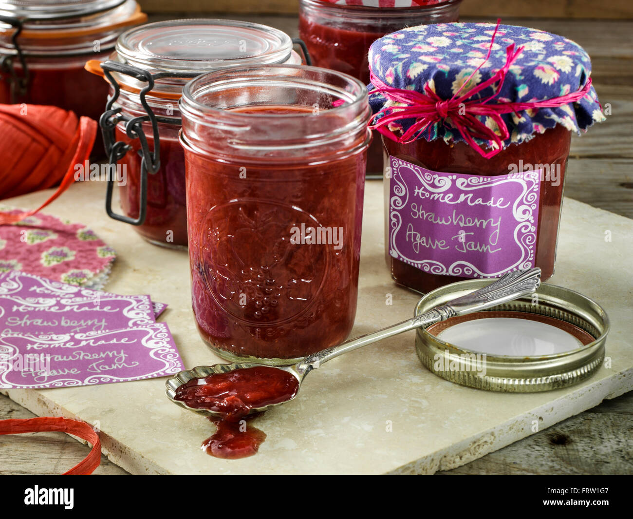 Agave Erdbeer-Marmelade Stockfoto