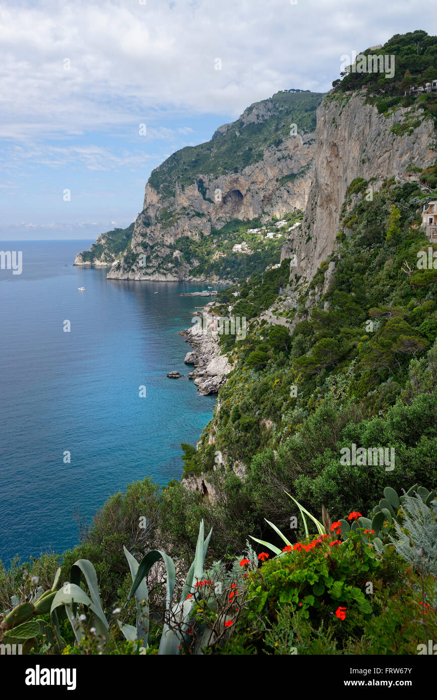 Italien, Kampanien, Golf von Neapel, Ansicht vom Park Certosa di San Giacomo Via Krupp und sterben Marina Piccola Stockfoto