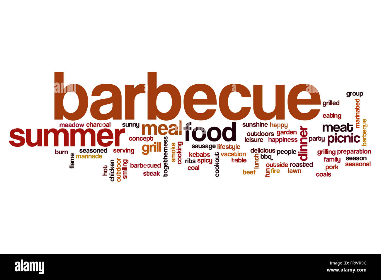 Grill-Wortwolke Stockfoto