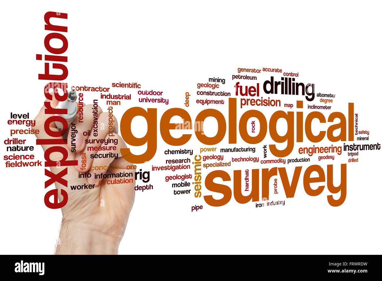 Geologische Übersicht Word Cloud-Konzept Stockfoto