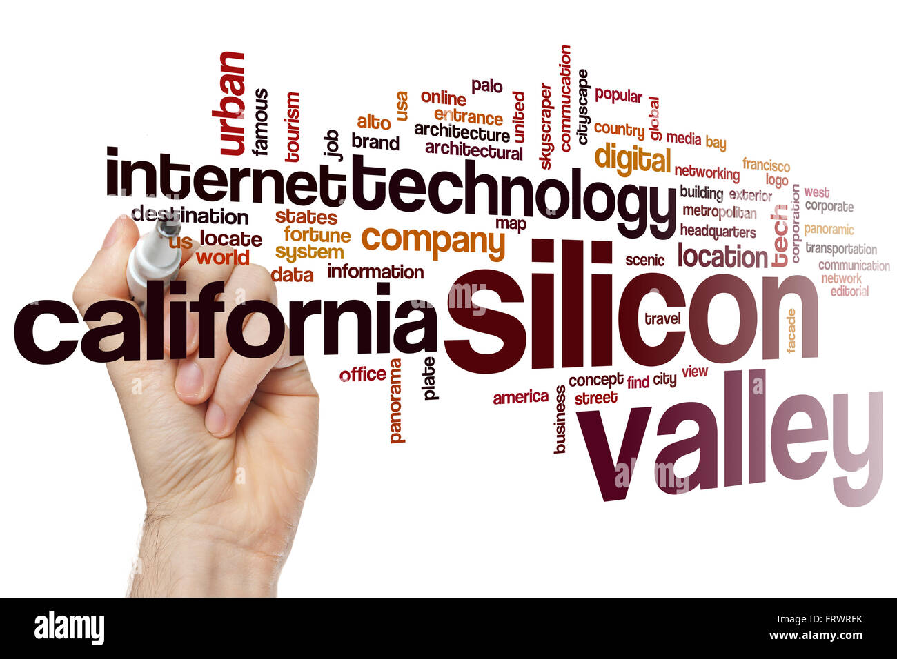 Silicon Valley-Wort-Cloud-Konzept Stockfoto