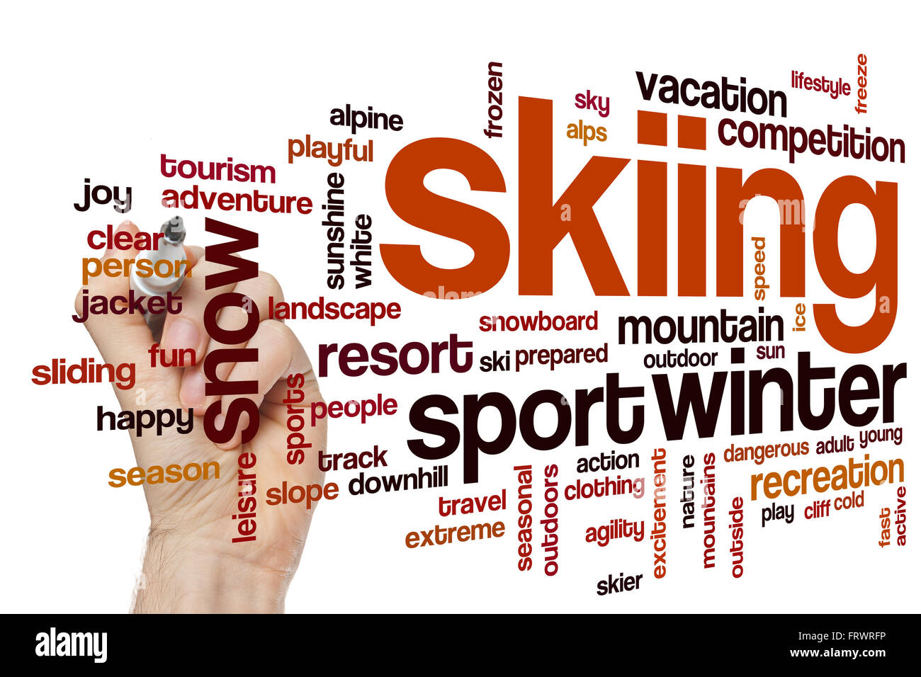 Ski Word Cloud-Konzept Stockfoto