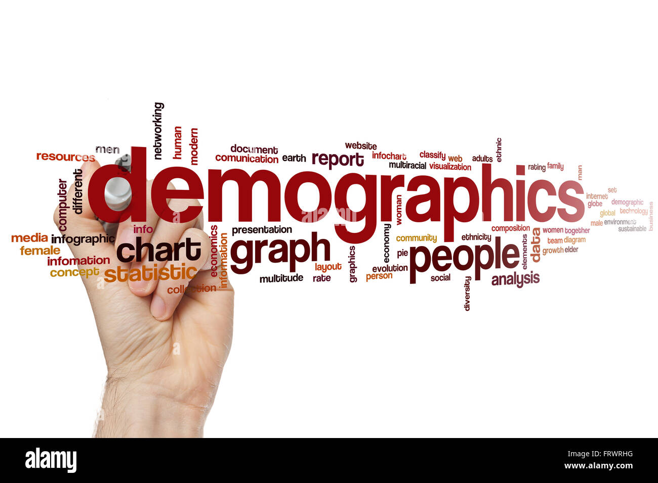 Demografie-Wort-Cloud-Konzept Stockfoto