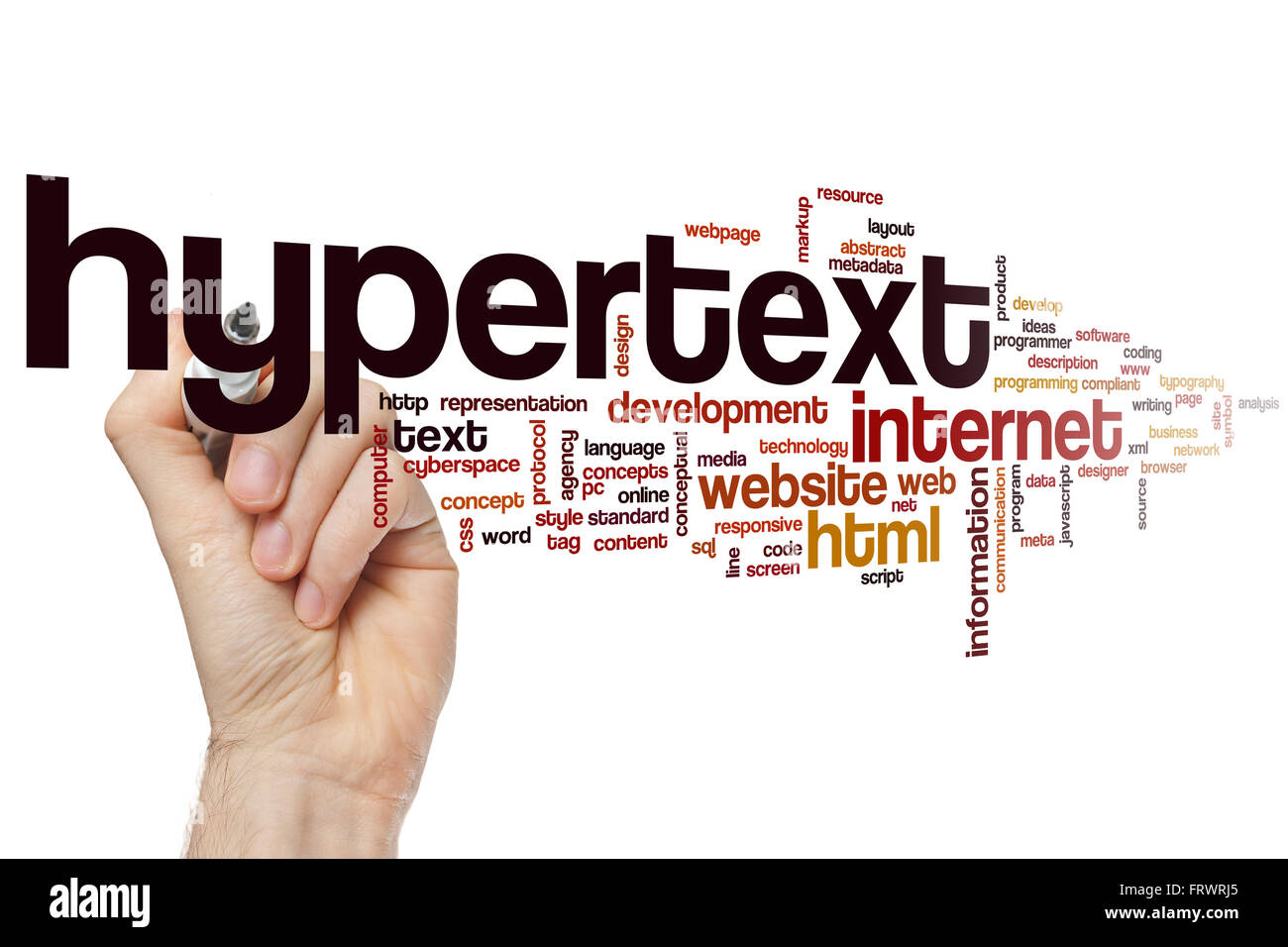 Hypertext-Wort-Cloud-Konzept Stockfoto