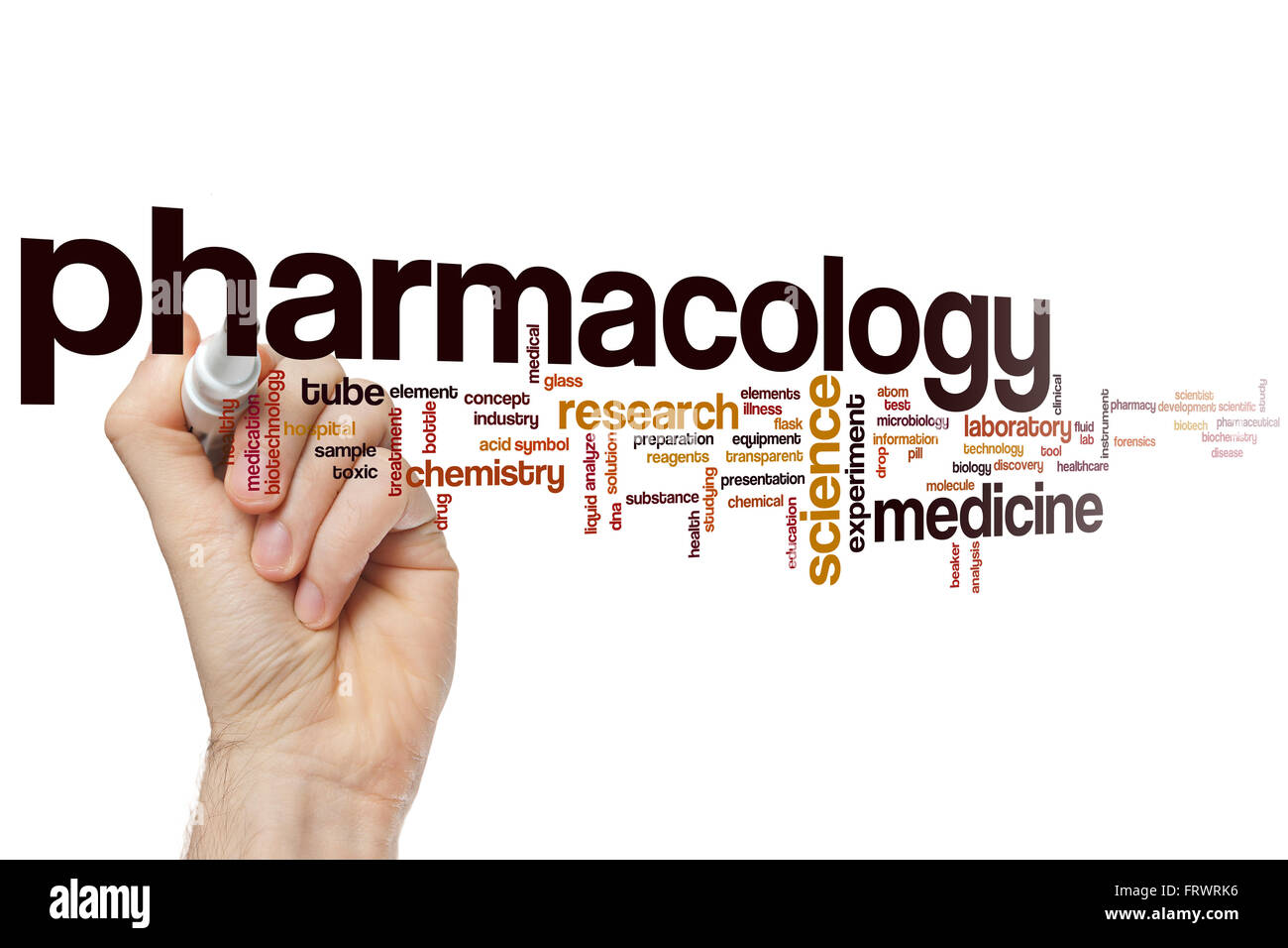 Pharmakologie-Wort-Cloud-Konzept Stockfoto