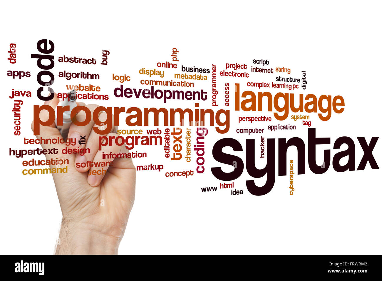 Syntax-Wort-Cloud-Konzept Stockfoto