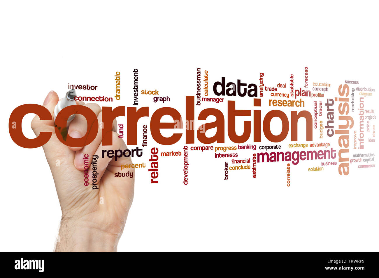 Korrelation-Wort-Cloud-Konzept Stockfoto