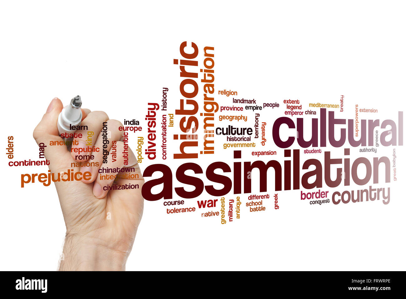 Kulturelle Assimilation Word Cloud-Konzept Stockfoto