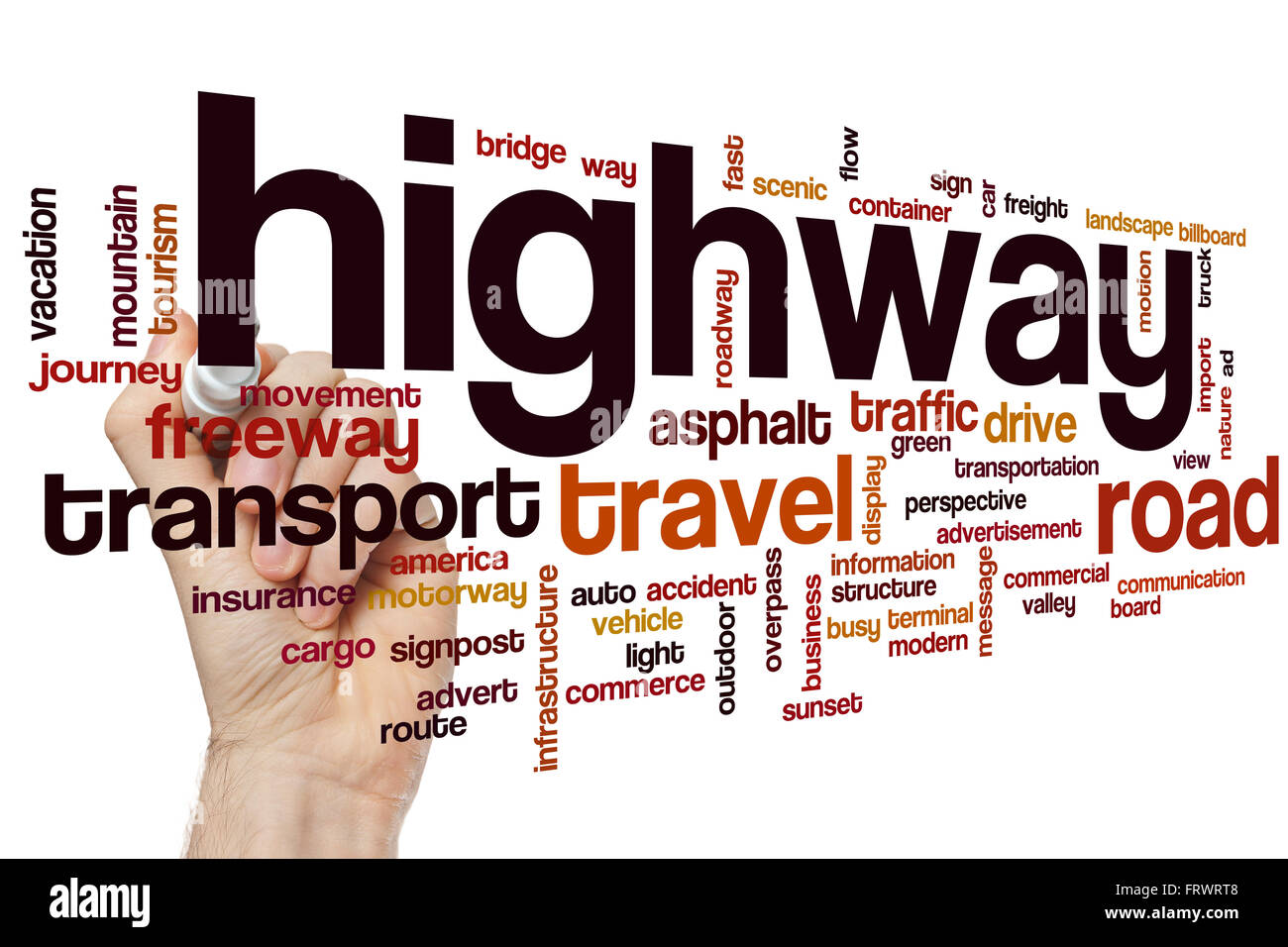 Autobahn-Wort-Cloud-Konzept Stockfoto