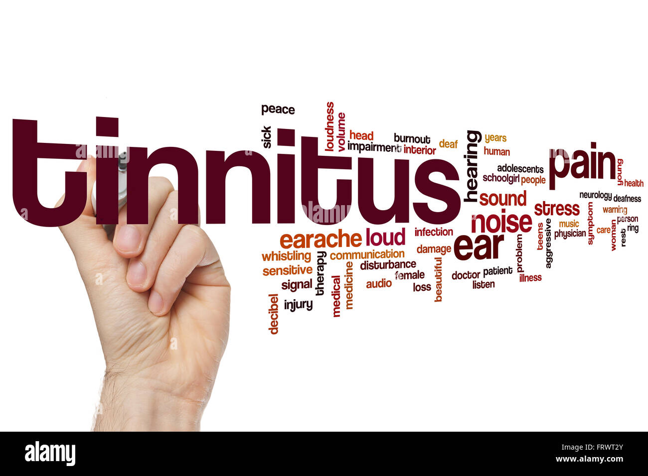 Tinnitus-Wort-Cloud-Konzept Stockfoto