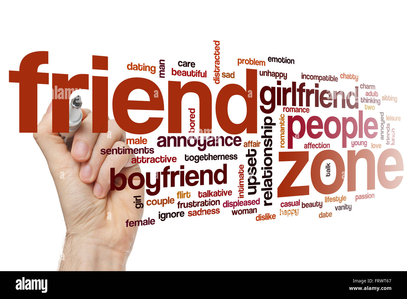 Freund Zone Konzept Word Cloud-Hintergrund Stockfoto