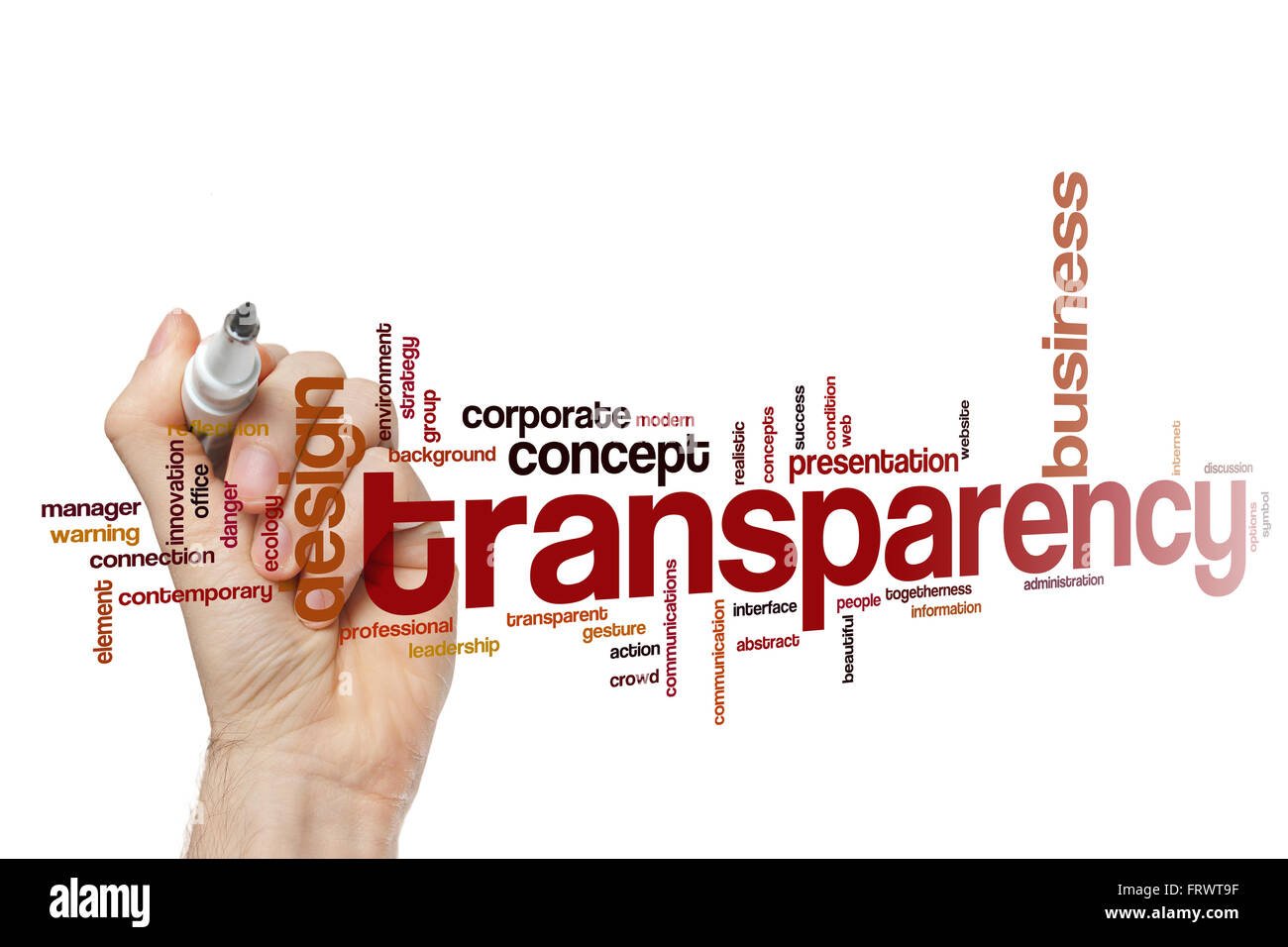 Transparenz-Konzept Word Cloud-Hintergrund Stockfoto