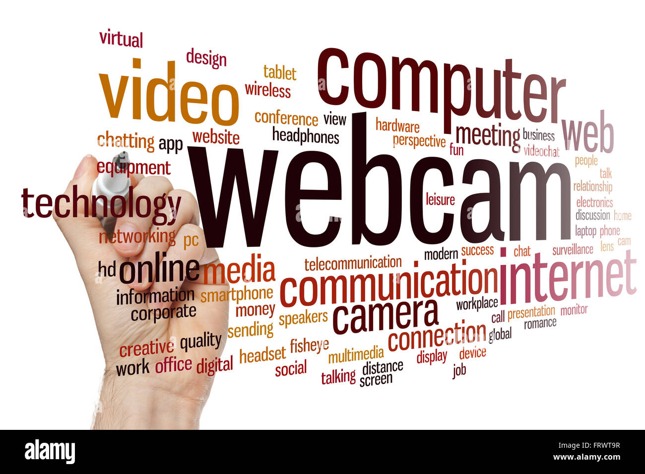 Webcam Konzept Word Cloud-Hintergrund Stockfoto