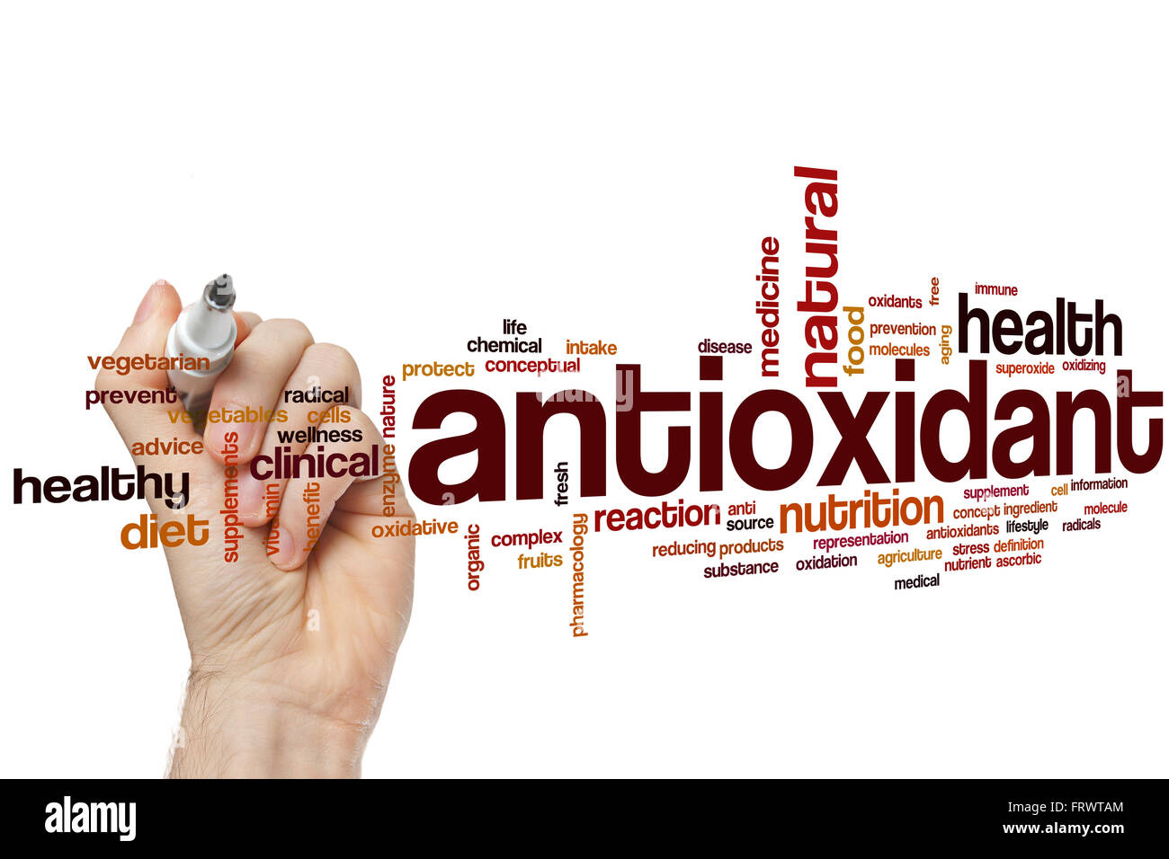 Antioxidans-Wort-Cloud-Konzept Stockfoto