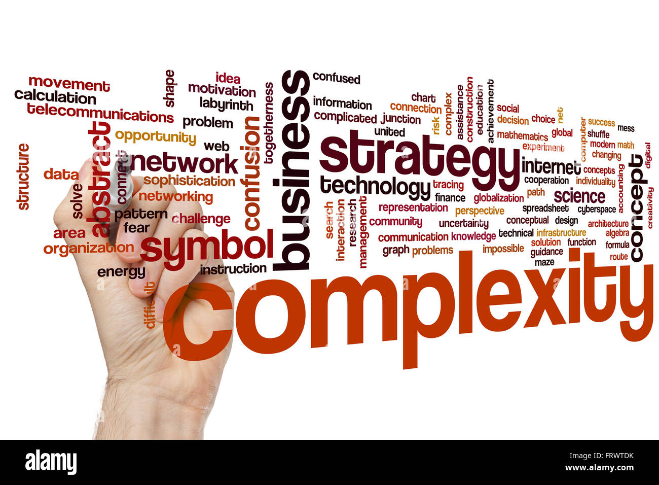 Komplexität Konzept Word Cloud-Hintergrund Stockfoto