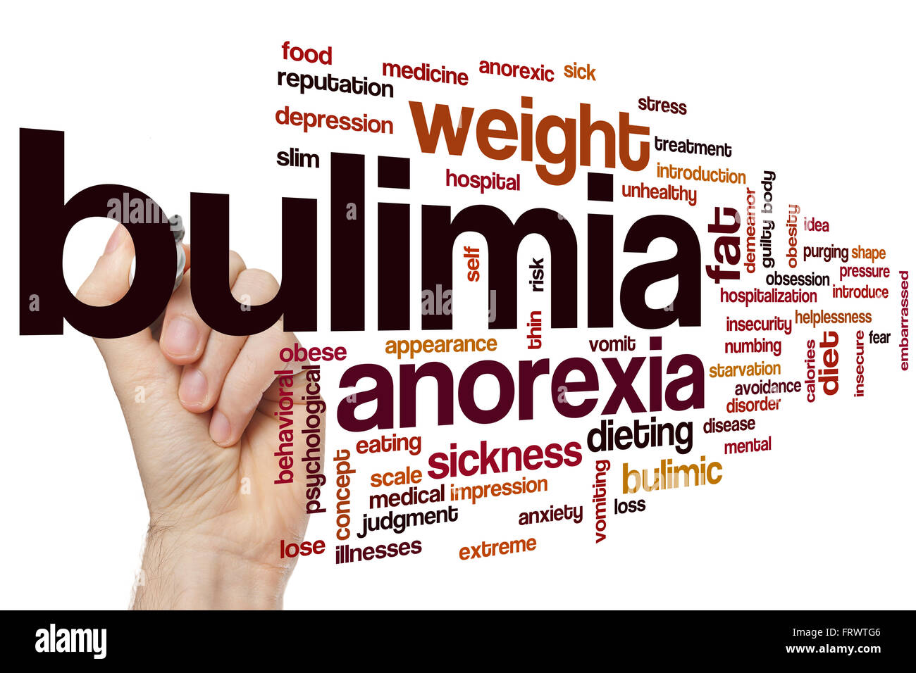 Bulimie-Wort-Cloud-Konzept Stockfoto