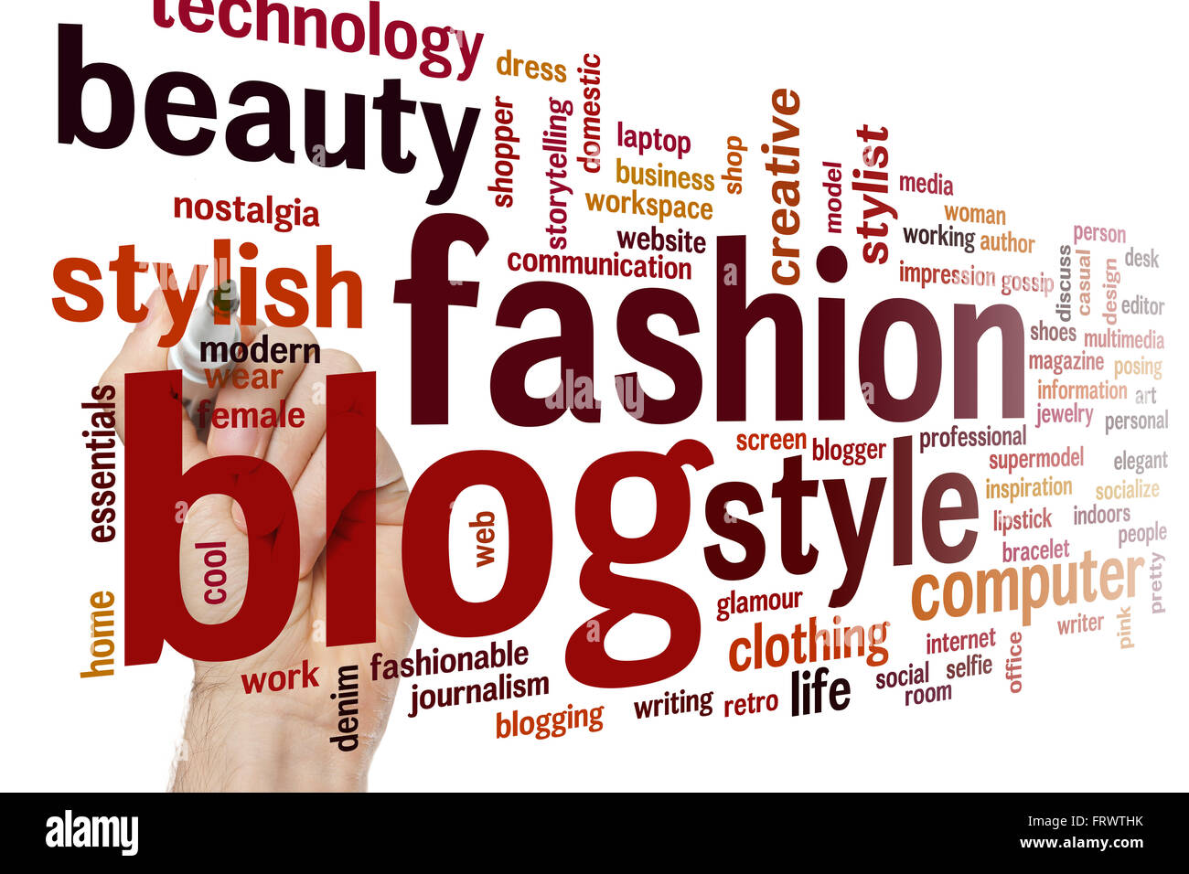 Mode-Blog-Konzept-Word-Wolke-Hintergrund Stockfoto