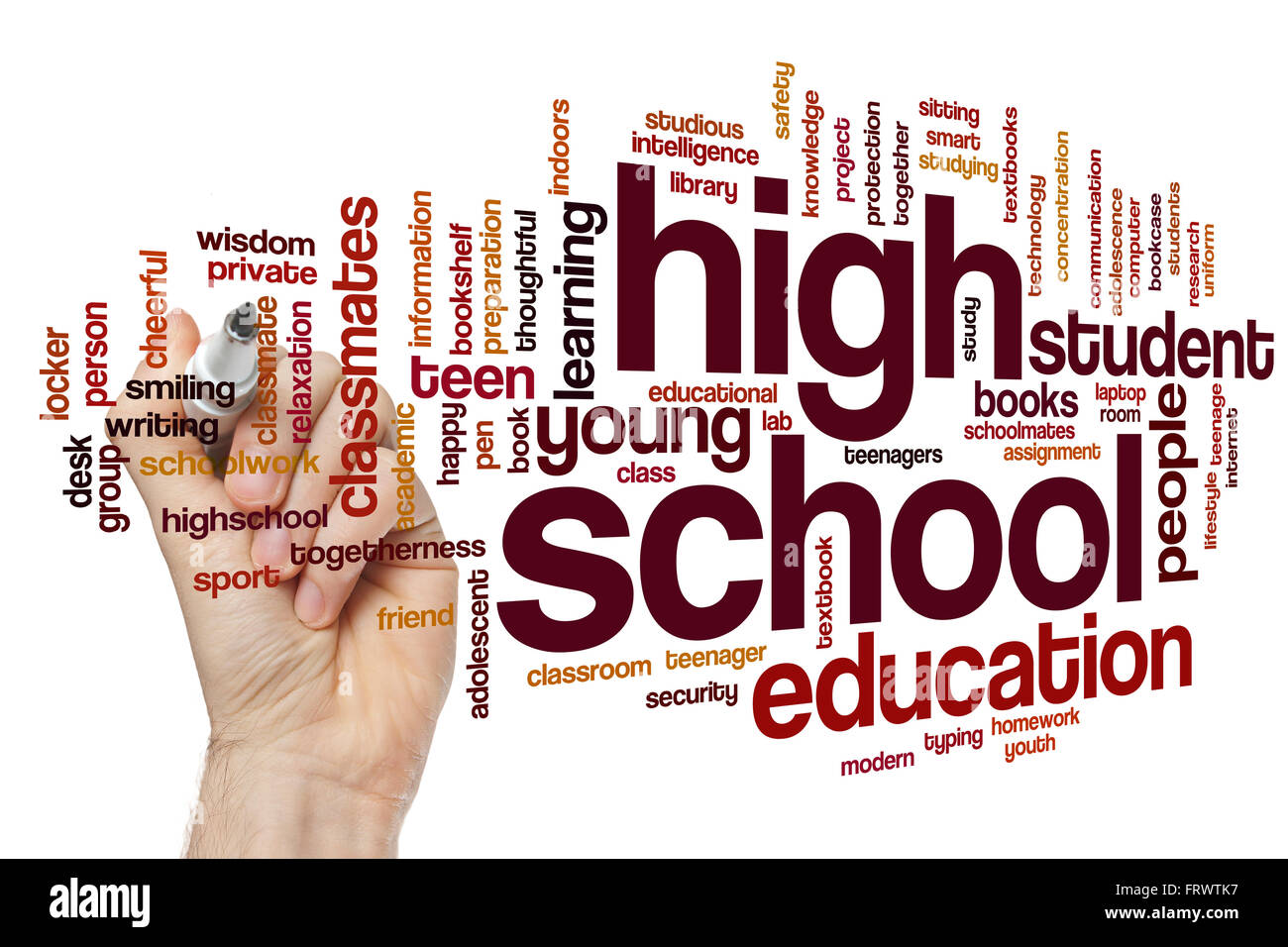 High School Konzept Word Cloud-Hintergrund Stockfoto