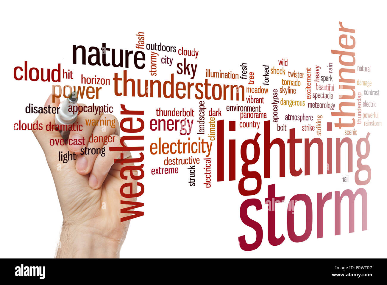 Blitz-Sturm Konzept Word Cloud-Hintergrund Stockfoto