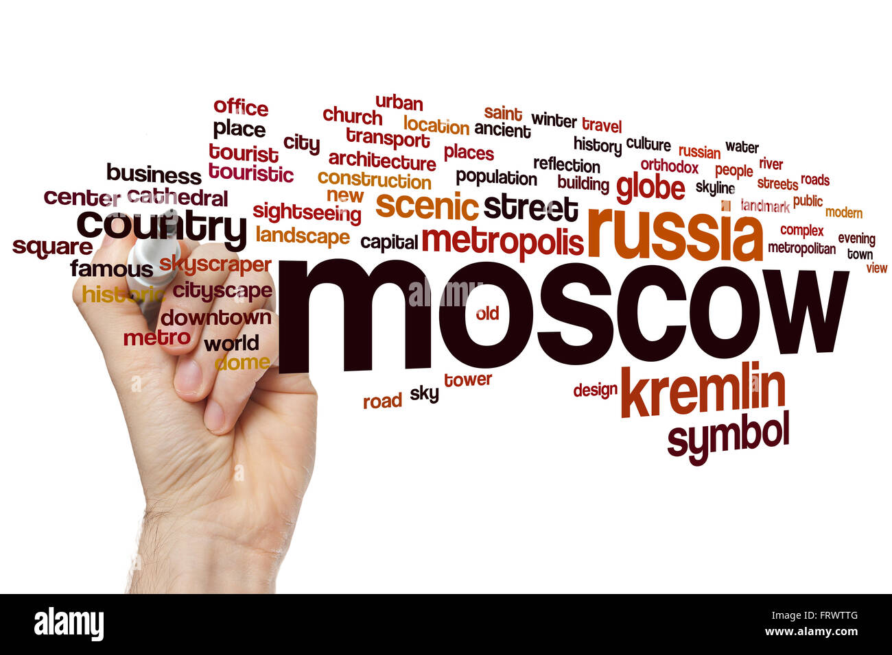 Moskau-Wort-Cloud-Konzept Stockfoto
